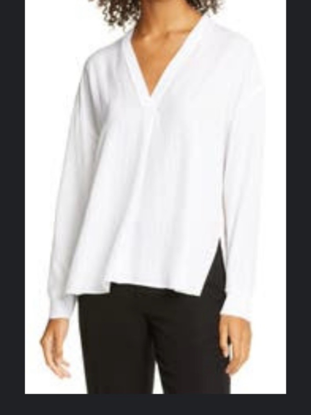 Vince White V-Neck Long Sleeve Top